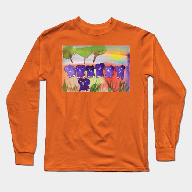 A Look into the Lives of African Baby Elephants Long Sleeve T-Shirt by Rita Winkler